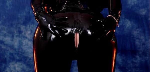  Latex Rubber Catsuit Tease by fetish model Arya Grander